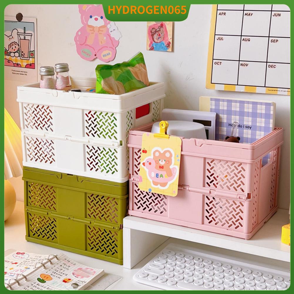 Gấp giỏ dã ngoại Hộp lưu trữ có thể xếp chồng lên nhau Giỏ mua sắm hàng tạp hóa bằng nhựa tay cầm Hydrogen065