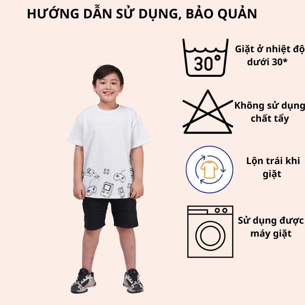 Áo T-shirt trẻ em YODY vải cotton in hình playgame mềm mịn, thoáng mát TSK5217