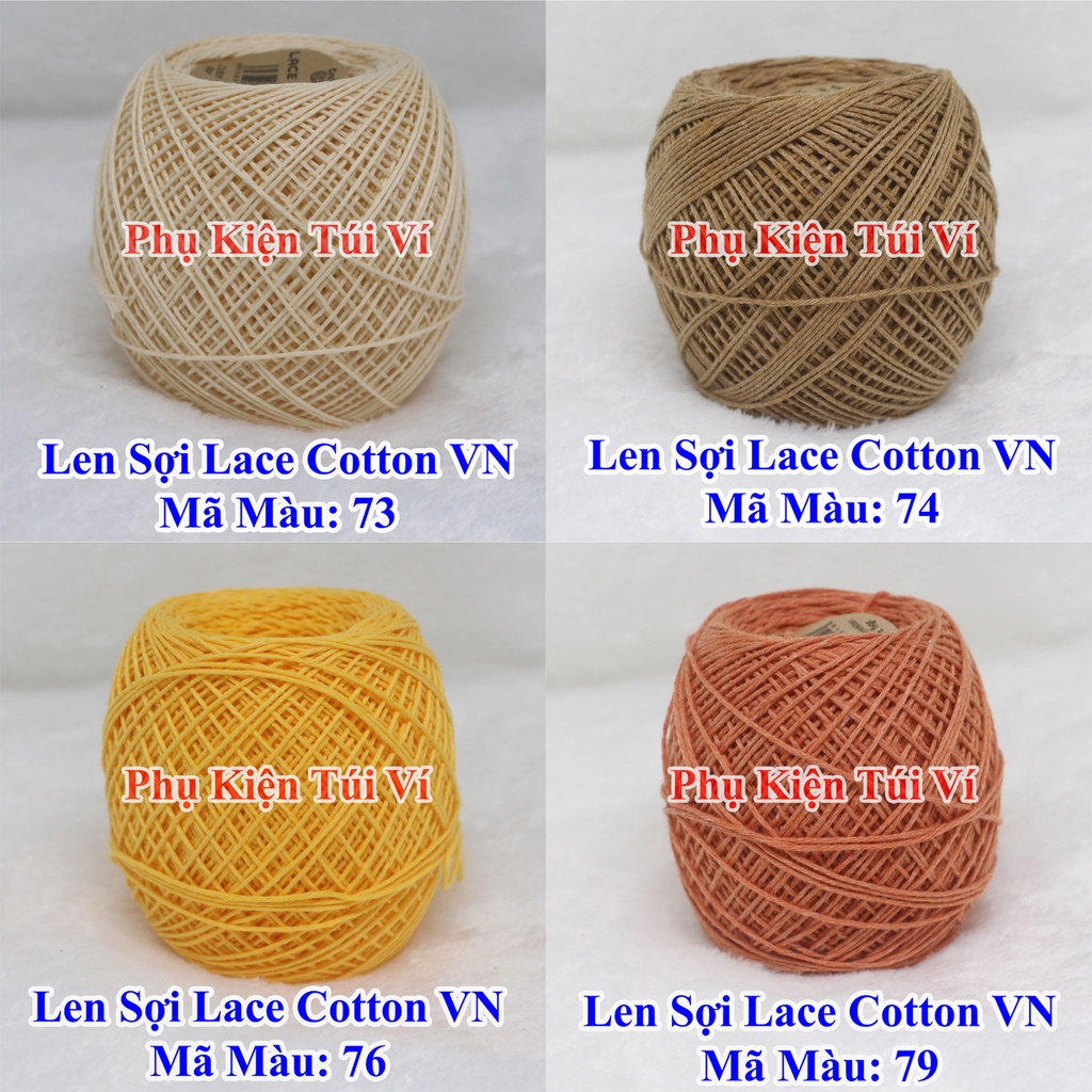 Sợi lace cotton Việt Nam 50gr/cuộn (Mã màu: 01 - 94)