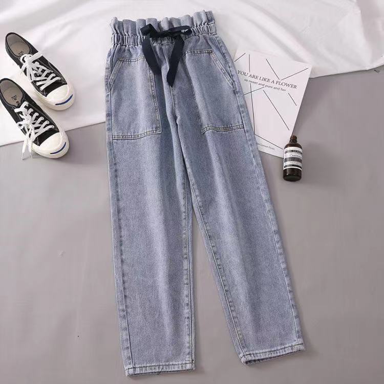 Set áo khoác ghi lê + áo sơ mi kèm quần jean lưng cao thời trang cho nữ