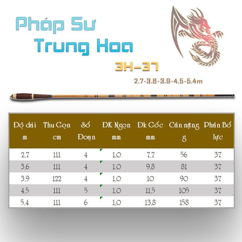 Cần câu 3H Pháp sư trung hoa chuyên rô, diếc