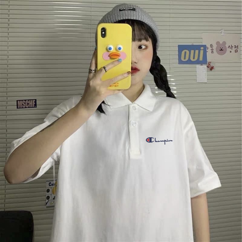 Áo Polo Champi0n - Polo tay lỡ form rộng Unisex 38-70kg Nam Nữ [VIDEO+ẢNH THẬT] | BigBuy360 - bigbuy360.vn