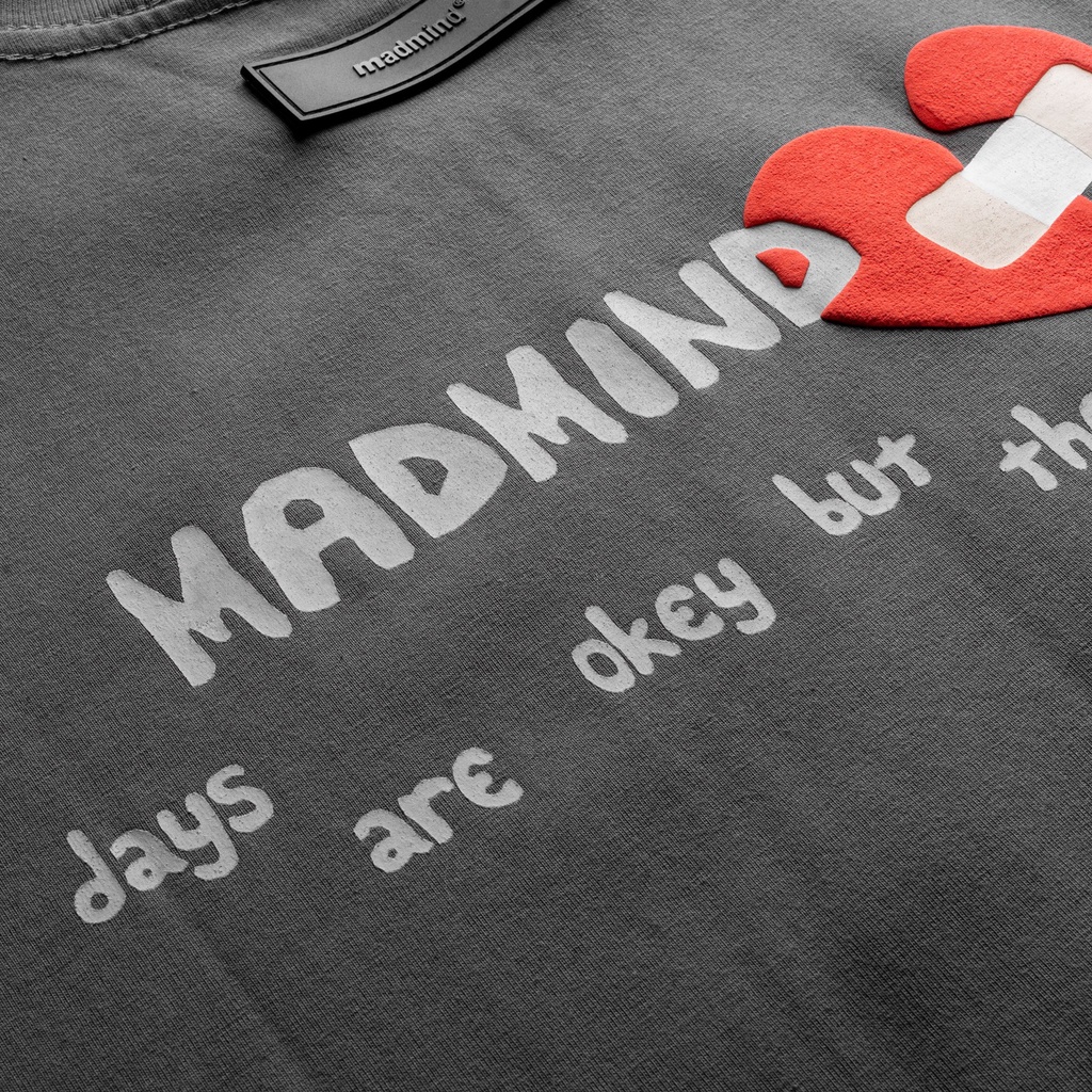 MADMIND® Chính Hãng - Áo Thun In Nổi Broken Heart Màu Xám / Nâu Form Rộng Unisex
