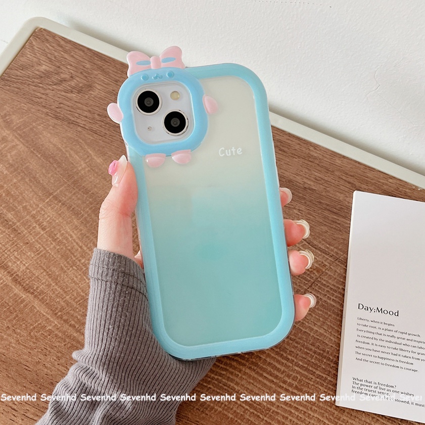 Ốp Điện Thoại Dẻo Họa Tiết Quái Vật Nhỏ Dễ Thương Màu Gradient Cho iPhone 14 Pro Max Xr X 7 8 6 6s Plus