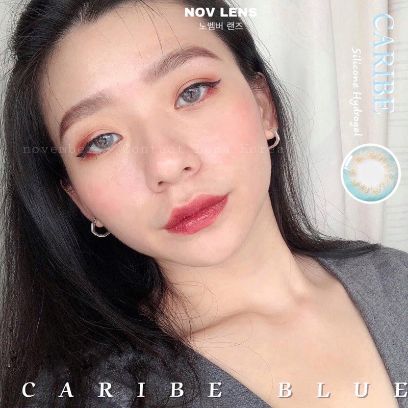 Kính áp tròng màu xanh biển vân xoáy Caribe Blue Hàn Quốc