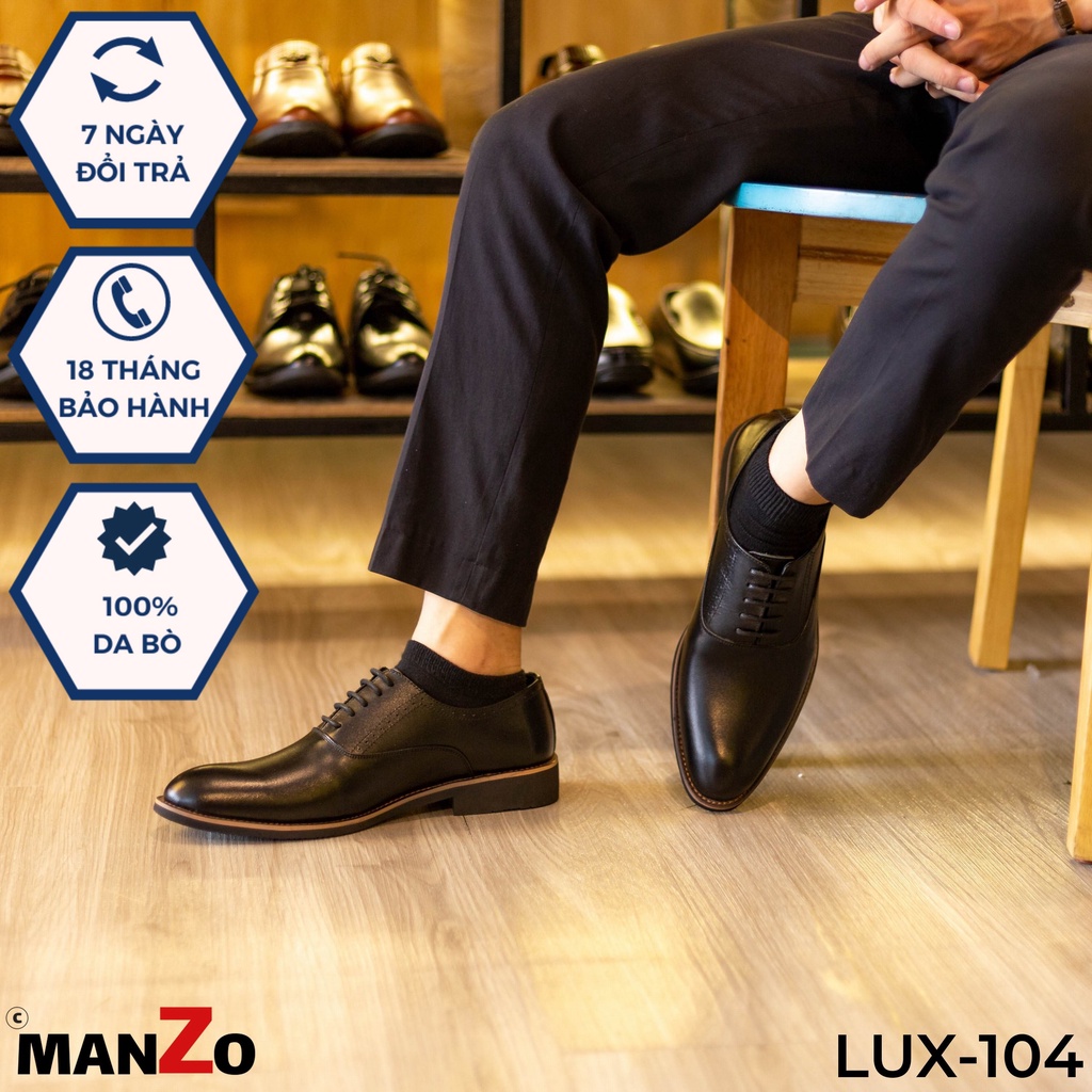 giày oxford nam sang trọng - giày da bò thật bảo hành 12 tháng tại MANZO - LUX 104