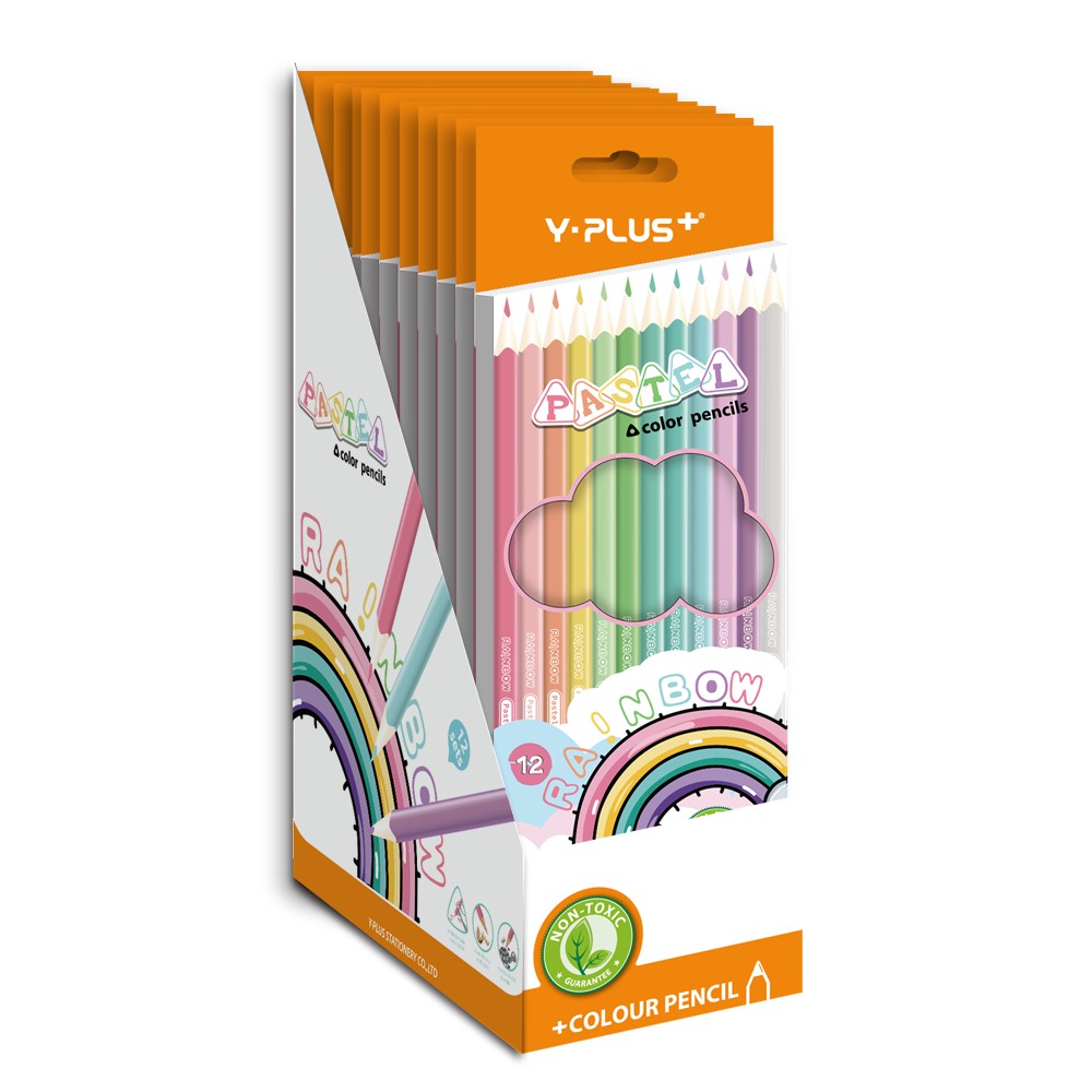 Bút chì màu gỗ Rainbow pastel Yplus 12/24 màu có chuốt PC2001