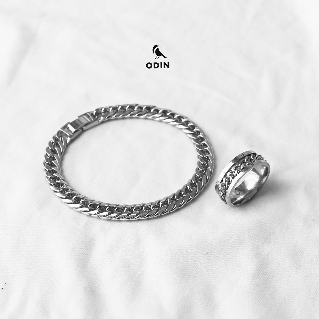 [ Sale off 40% COMBO ] Vòng tay Chain 8mm - Nhẫn Chain xoay
