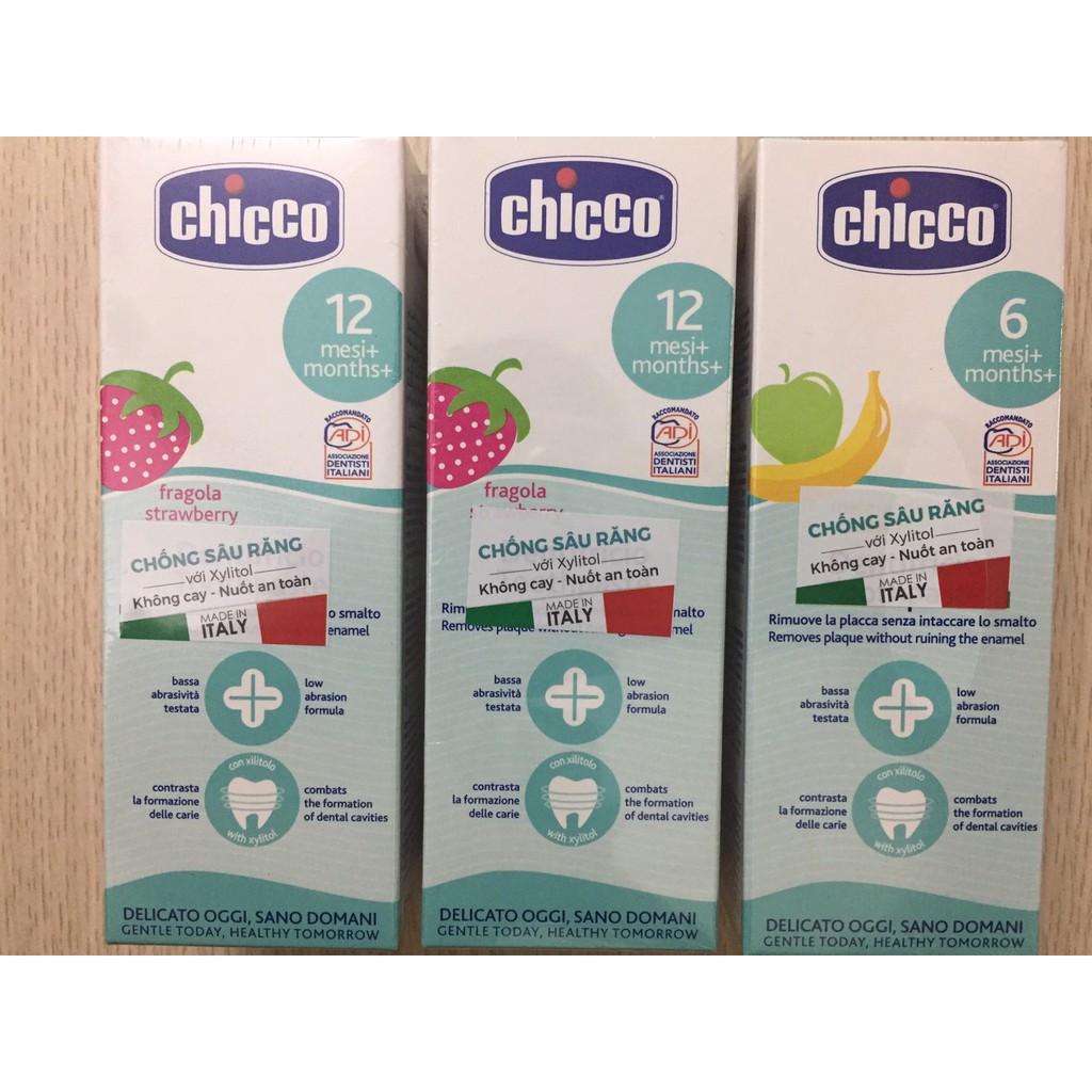 Kem đánh răng nuốt được Chicco cho bé từ 6 tháng