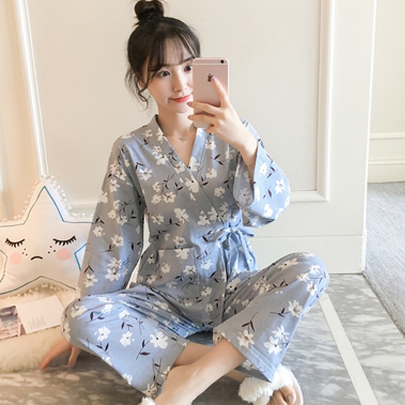 Bộ Đồ Ngủ Kiểu Kimono Nhật Bản Kèm Bịt Mắt Thời Trang Mùa Xuân Cho Nữ