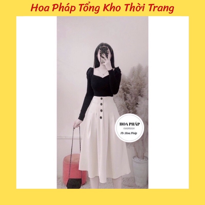 Sét áo len tăm mix chân váy thô mềm xếp ly xoè siêu xinh