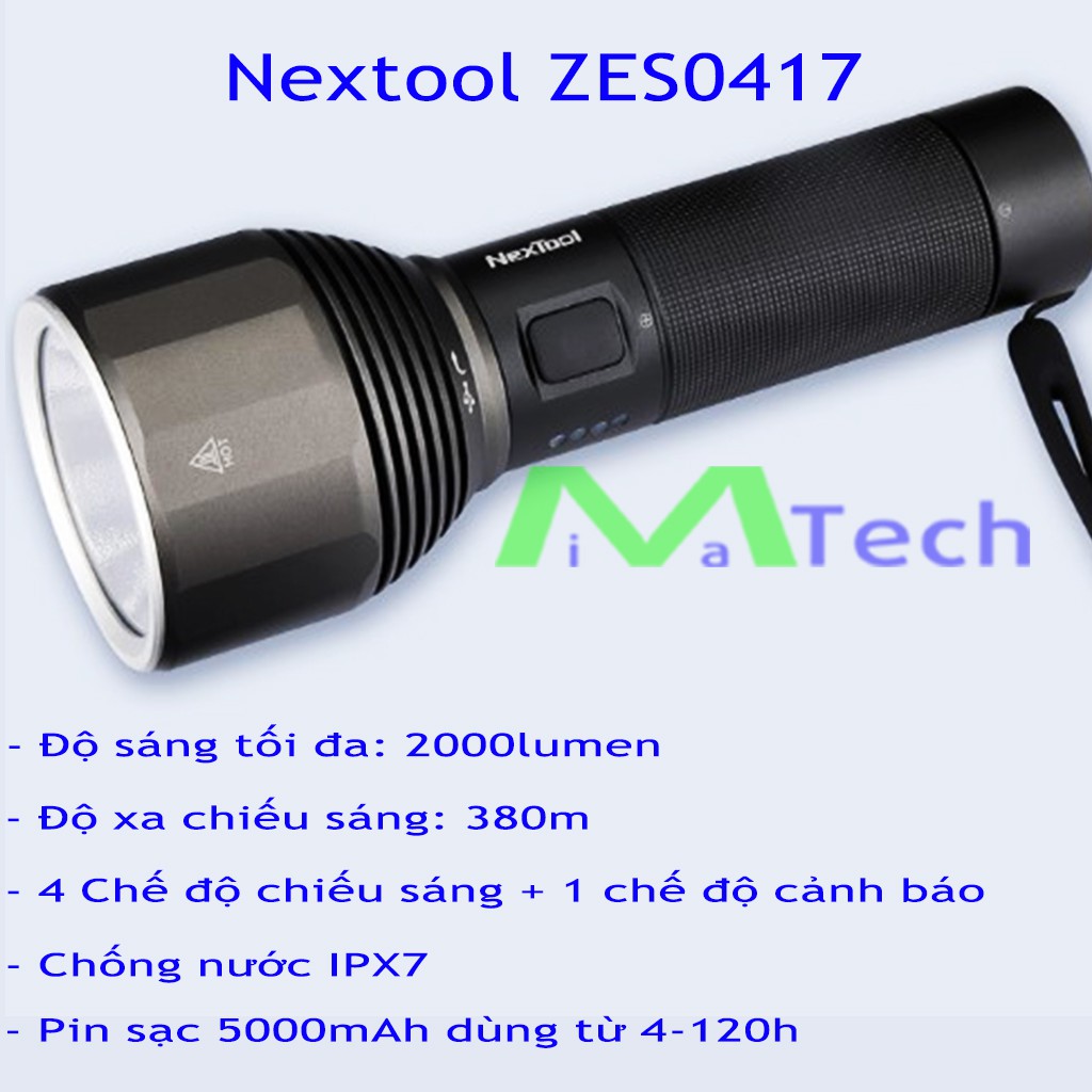 Đèn Pin Xiaomi Nextool Flashlight Cầm Tay Siêu Sáng Model ZES0417 Siêu Sáng Chống Nước Hợp Kim Nhôm Hàng Không Bền Bỉ