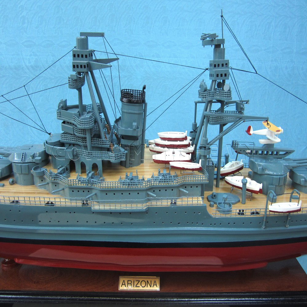 Mô Hình Tàu Hạm Đội Uss Arizona - Thân 88cm - Gỗ Sơn