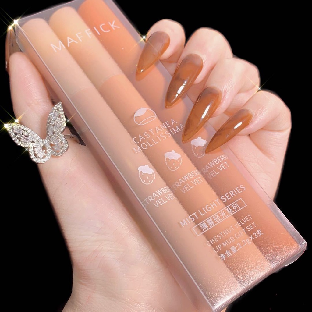 Son kem lì nhung dưỡng mềm và căng mọng MAFFICK Không chứa chì dưỡng ẩm lip glaze