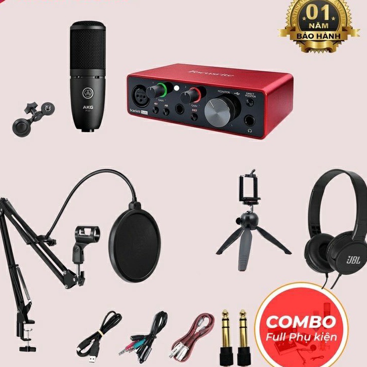 [Mã ELHACE giảm 4% đơn 300K] Combo thu âm micro AKG P120 Sound card Focusrite scarlett solo gen 3 và đầy đủ phụ kiện