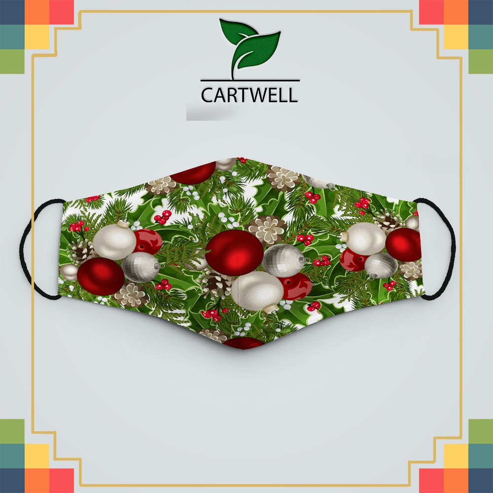 Khẩu trang chống độc CHRISTMAS_762 CARTWELL chất liệu polyester cotton 100% chống bụi in họa tiết 3d thời trang