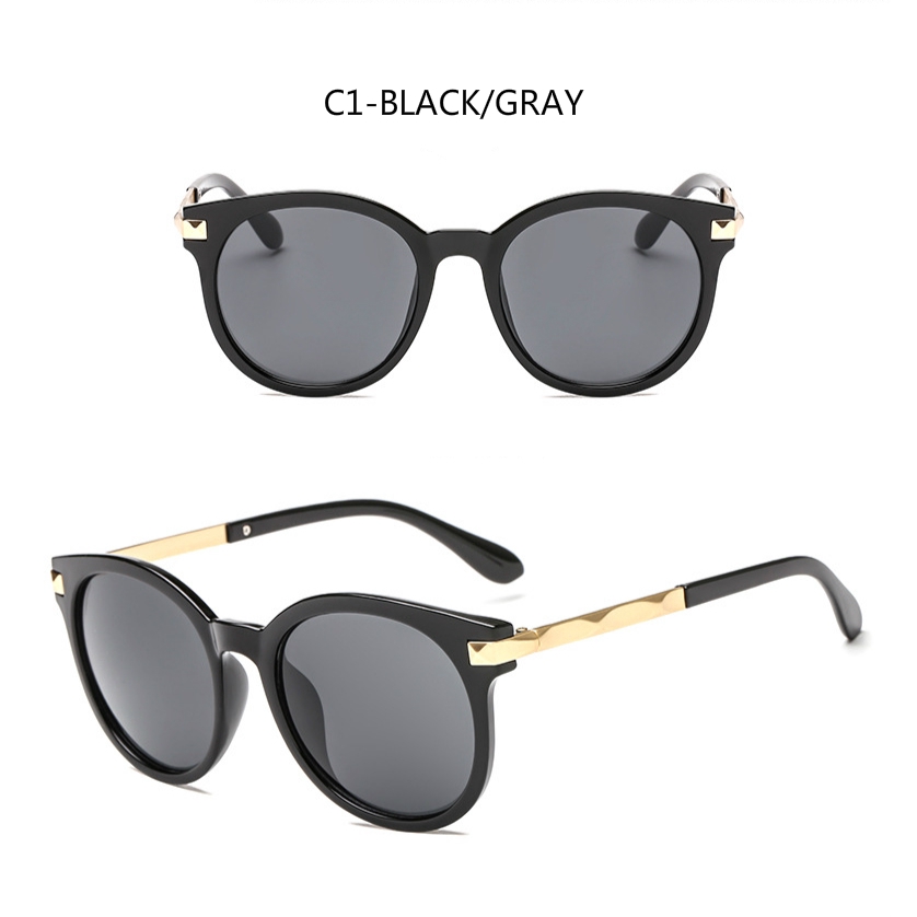 Kính mát gọng phối kim loại dạng tròn thời trang Hàn Quốc cho nam nữ