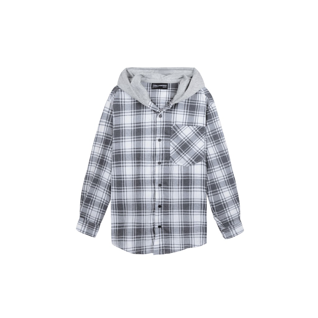 Áo Sơ Mi Hooded Flannel Jacket Màu Xám