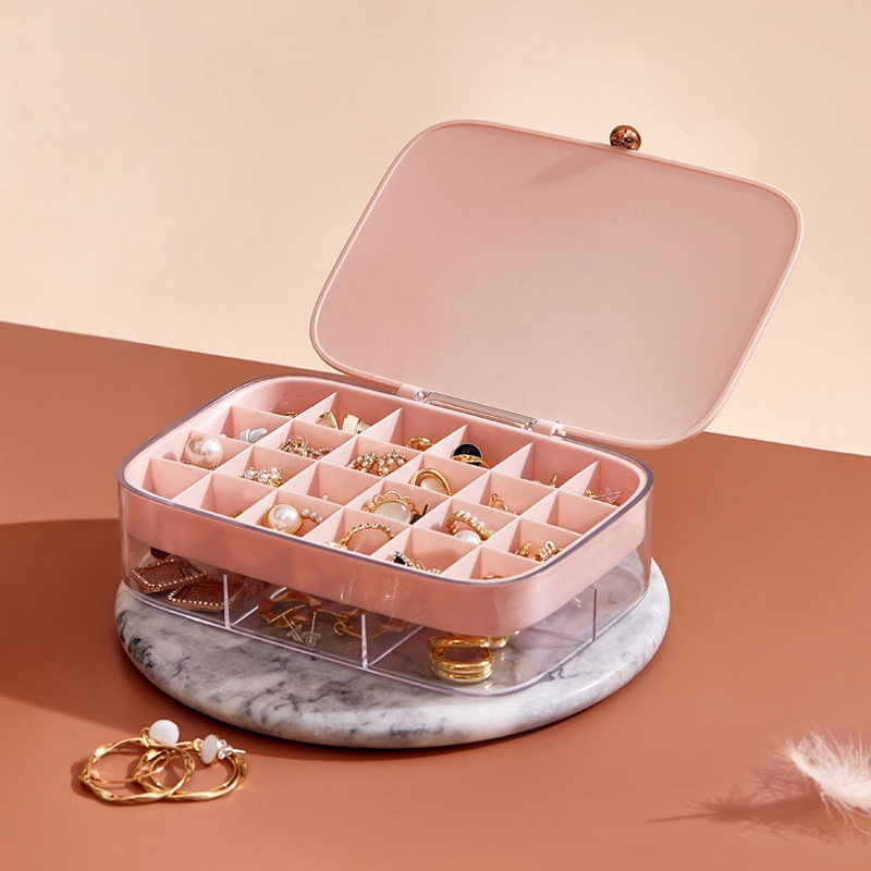 Hộp Đựng Trang Sức Hai Tầng Cỡ Lớn Chống Bụi Tiện Dụng