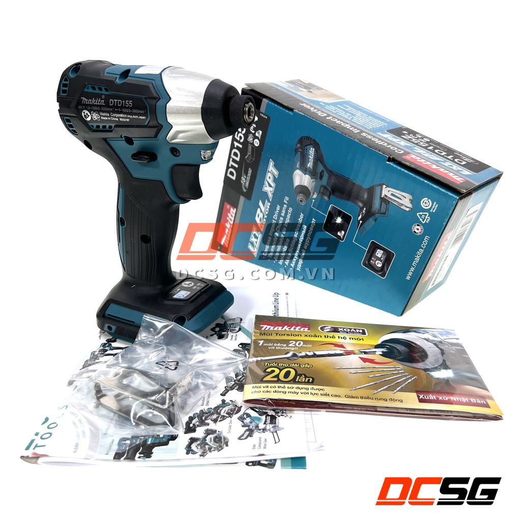 Máy vặn vít 140N.m dùng pin 18V Makita DTD155Z (không pin sạc)