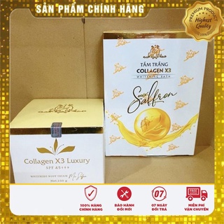 Kem body collagen x3 luxury +sữa tắm trắng collagen x3 mix saffron công ty mỹ phẩm đông anh hàng chính hãng