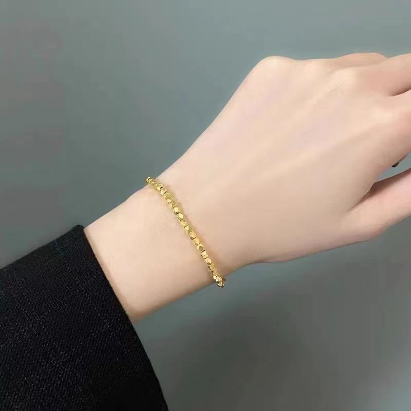 Vòng Tay Mạ Vàng Đính Hạt Vuông Đơn Giản Sang Trọng Cho Nữ