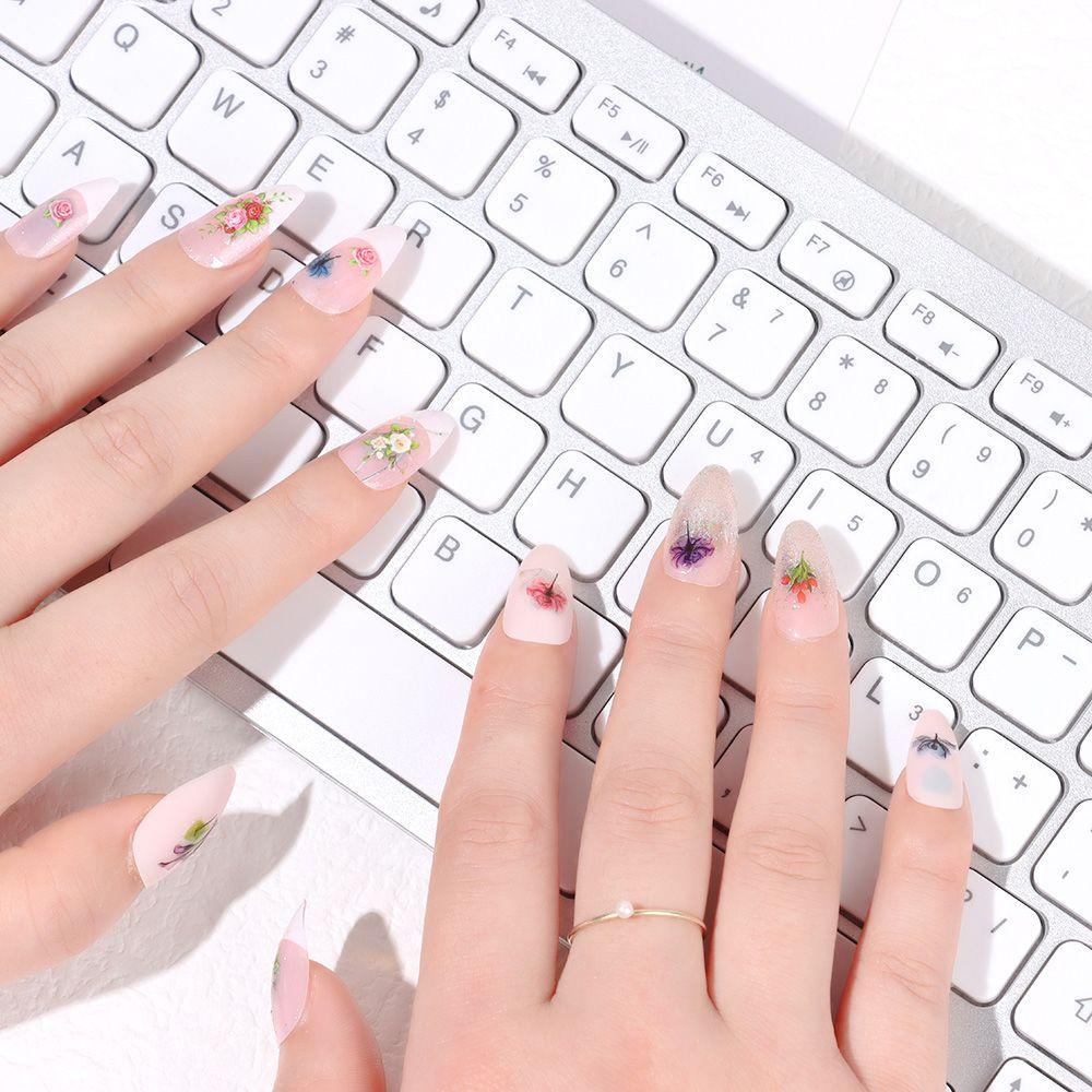 ME Adhesive Shining Decals Manicure 3D Stickers Nail Sticker Rose Flowers Leaves Valentine Gift Waterproof Nail Art Decoration