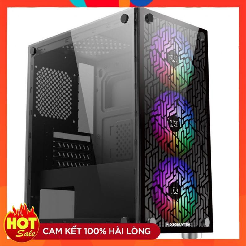 Vỏ Case Xigmatek NYX Kèm 3 Fan LED 5 Màu M-ATX, 2 mặt kính cường lực 3 quạt tản nhiệt +ốc vít