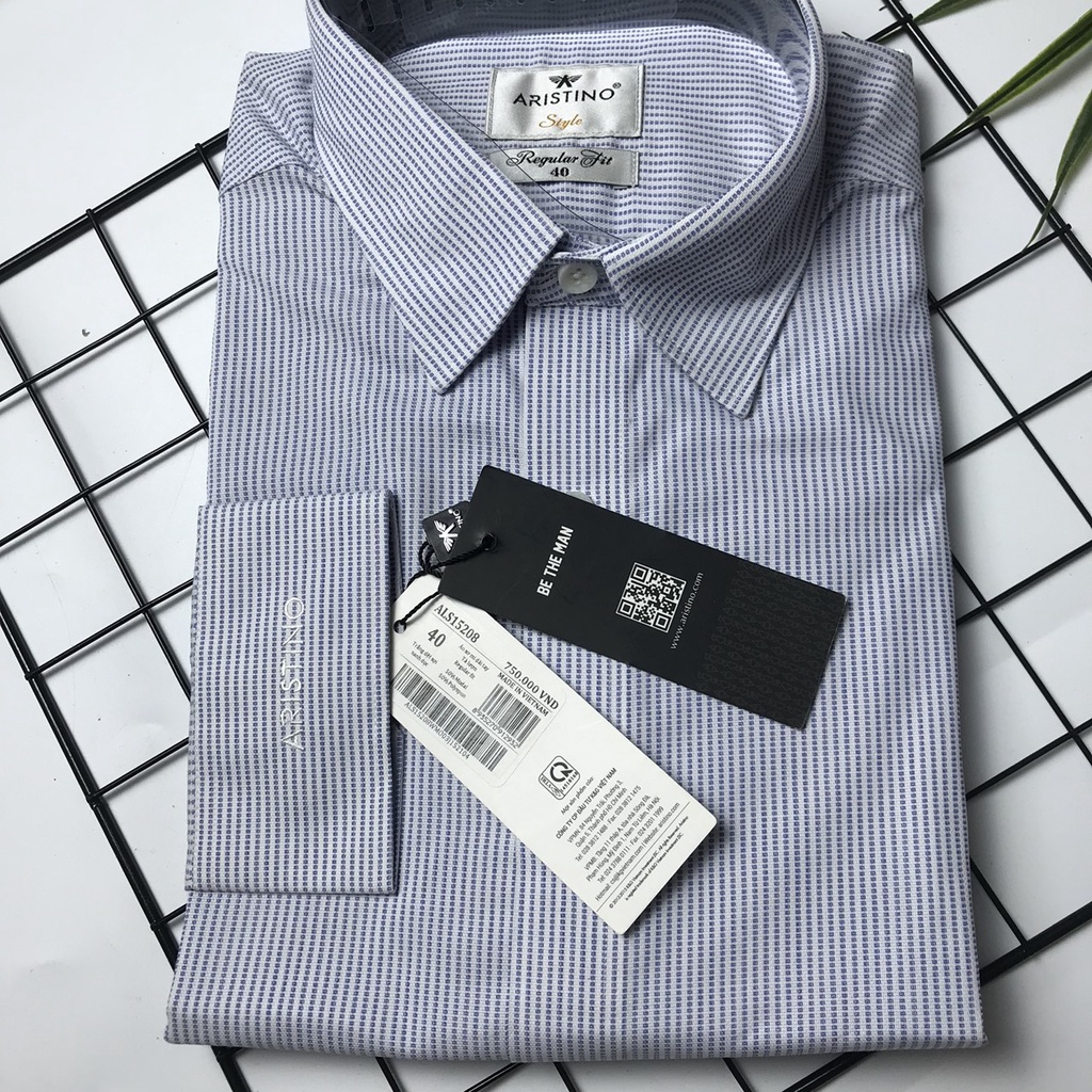 Áo sơ mi nam tay dài Aristino sợi sồi mềm mát kháng khuẩn tà lượn  from rộng ALS15208
