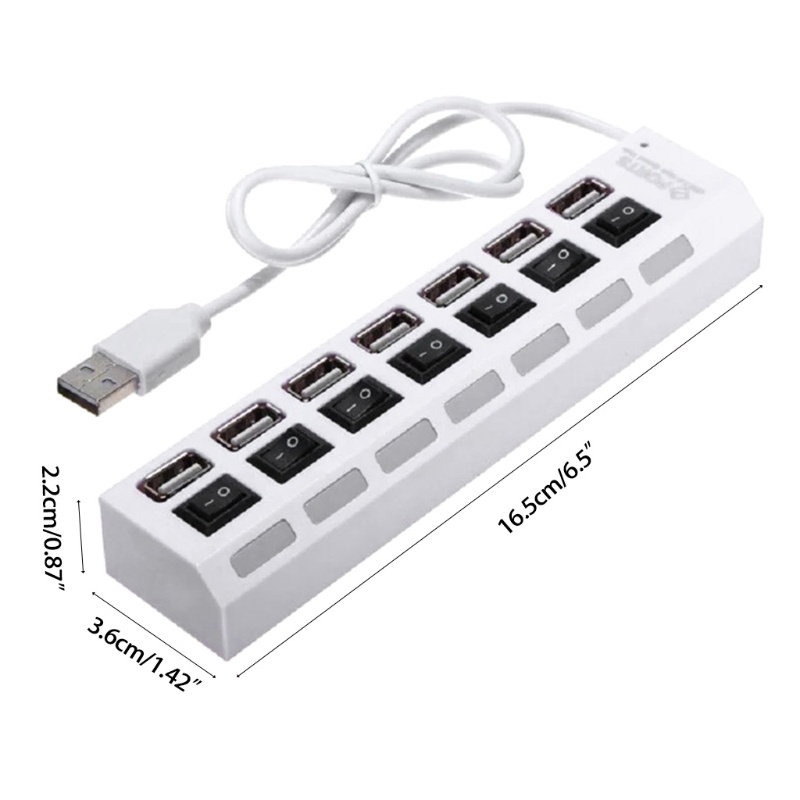 Bộ Chia 7 Cổng USB 2 0 Hub Có Công Tắc Đèn LED