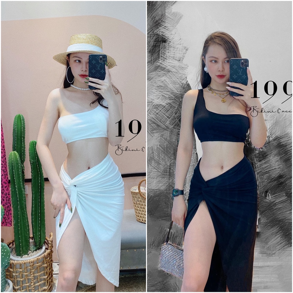 Set bikini 3 chi tiết kèm váy đi biển đồ bơi nữ đẹp cao cấp SET01