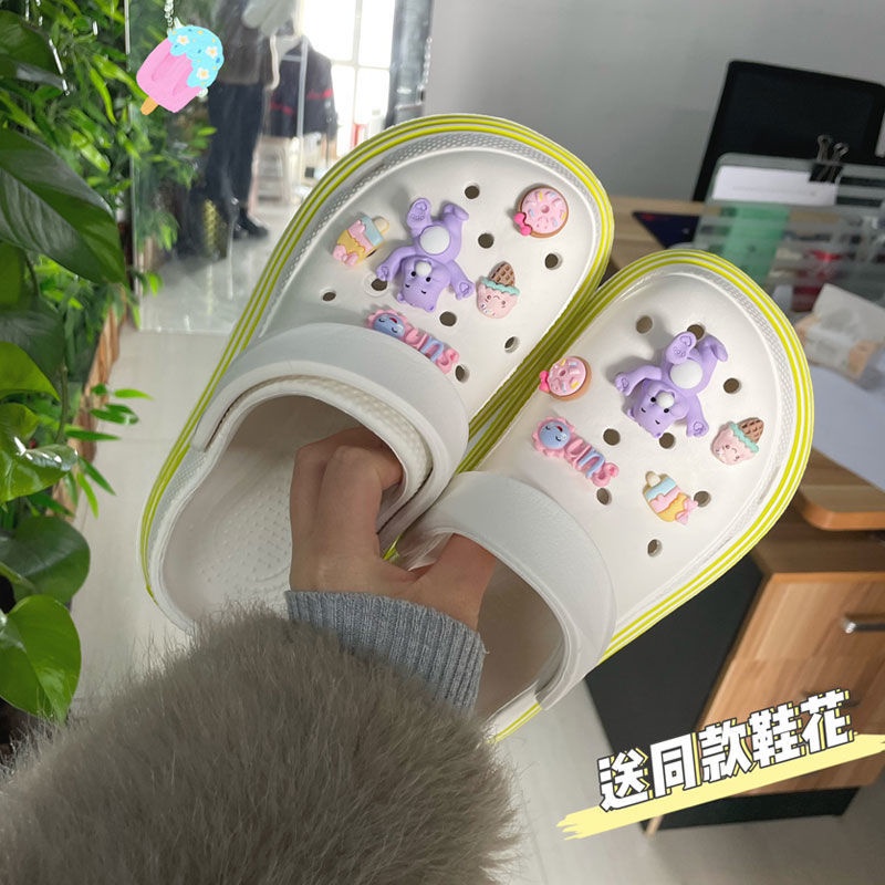 Lingmeisnow Giày Sandal Đi Biển Đế Dày Hai Cách Mang Chống Trượt Thoáng Khí Phong Cách Hàn Quốc Cho Nữ Sinh