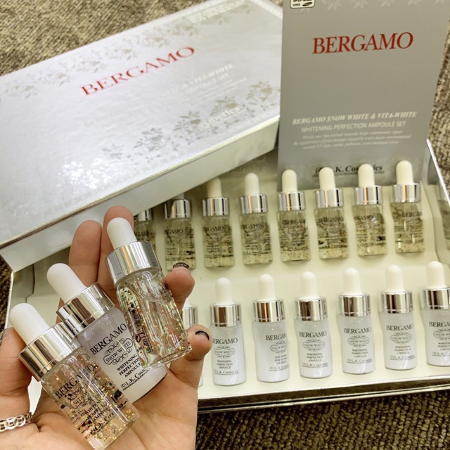 Set 20 serum dưỡng trắng BERGAMO SNOW WHITE & VITA-WHITE WHITENING