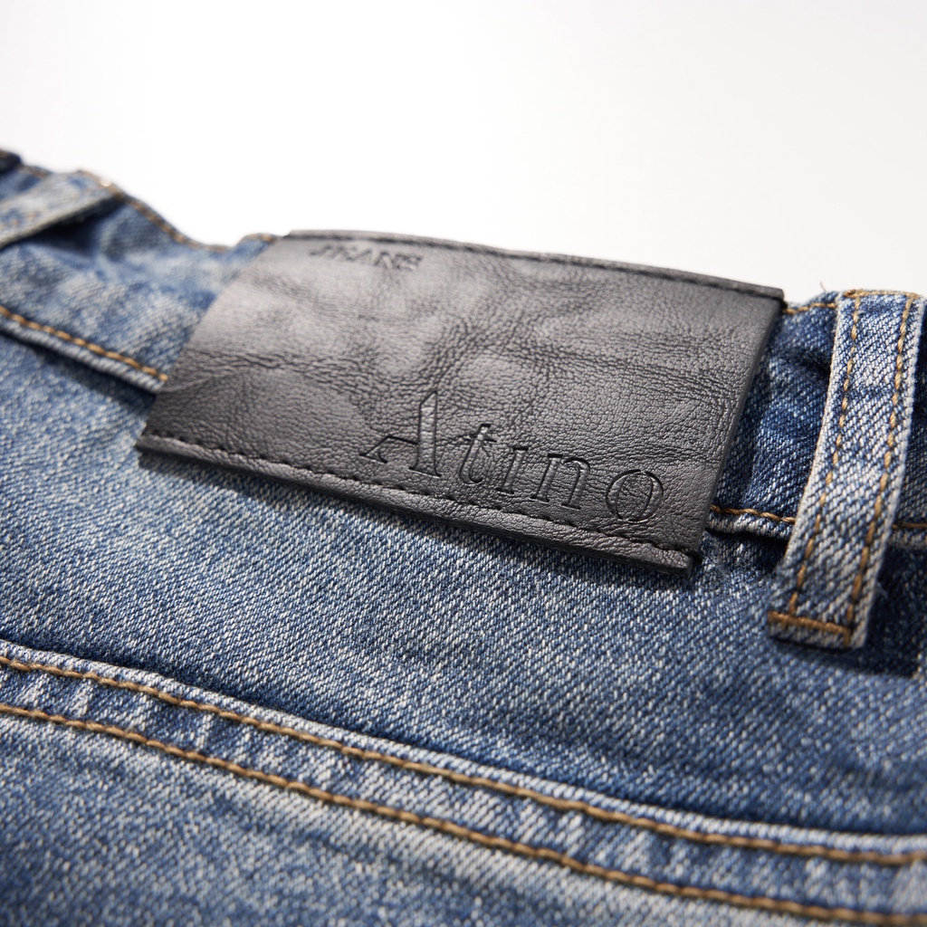 Quần Jean Nam Xanh Ghi ATINO Chất Liệu Jean Pha Spandex Form Slim-Fit QJ1.1022