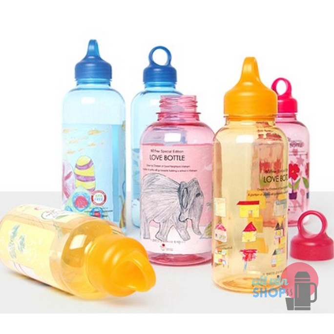 Bình Nước học sinh Lock&Lock Bisfree ABF624  - Màu Hồng Tranh do các em nhỏ Việt Nam vẽ)