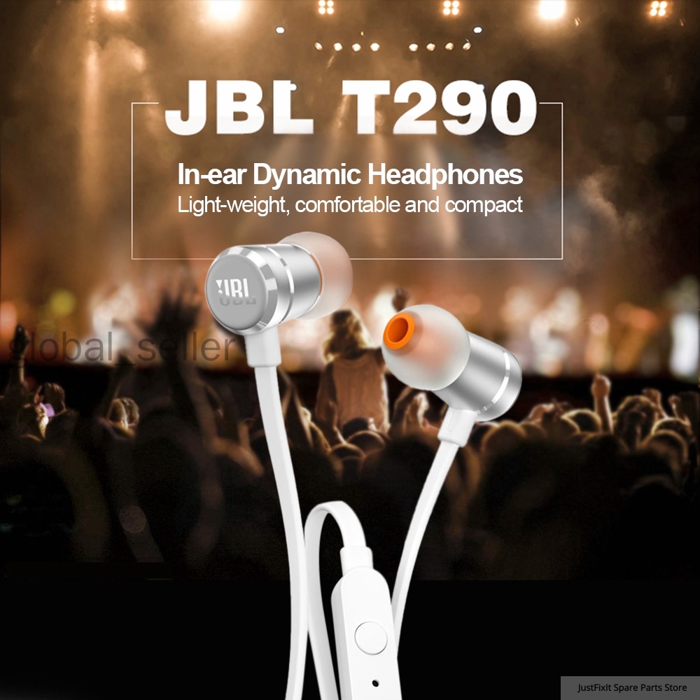 Tai nghe JBL T290 có giắc cắm 3.5mm tích hợp micro