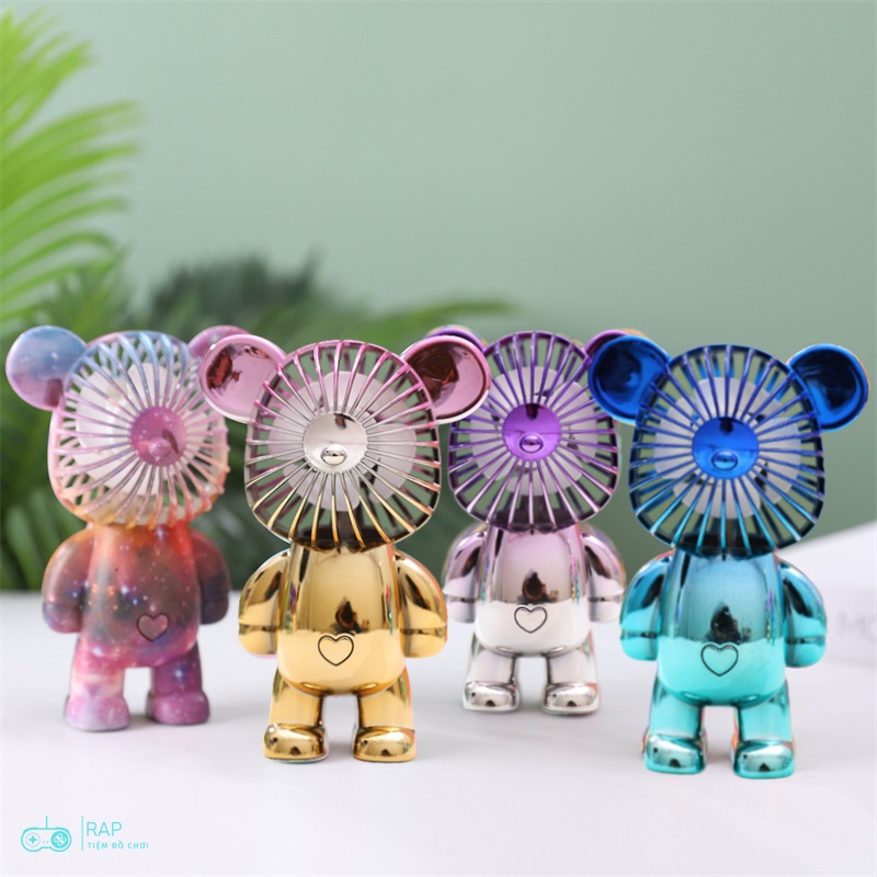 Quạt mini cầm tay Bearbrick, quạt sạc tích điện hình gấu nhiều màu sắc Ráp tiện lợi mang đi học, đi làm, đi du lịch