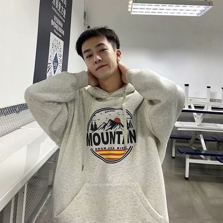 Áo Hoodies Tay Dài Hoạ Tiết In Phong Cách Hàn Quốc Size M-2Xl