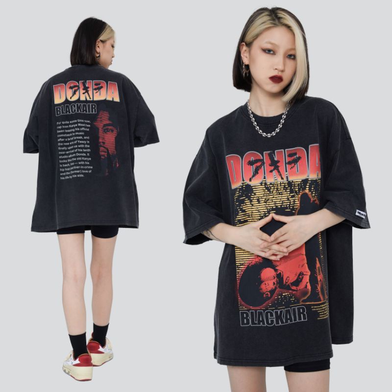 Áo thun oversize BLACK AIR DONDA WASHED - Áo phông vintage form rộng