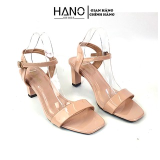 Sandal Cao gót 7cm,7p Đế vuông chuẩn Công sở, quai ngang, gót chống xước Da bóng chuẩn đẹp VNXK - HANO 9781