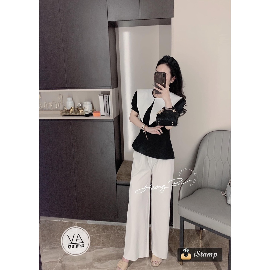 ÁO ĐEN CỔ TRẮNG CHUN SAU LƯNG SANG CHẢNH DỄ MẶC | BigBuy360 - bigbuy360.vn