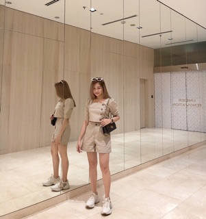 SET ÁO CỔ VUÔNG NÚT GỖ QUẦN SHORT (KÈM HÌNH THẬT)
