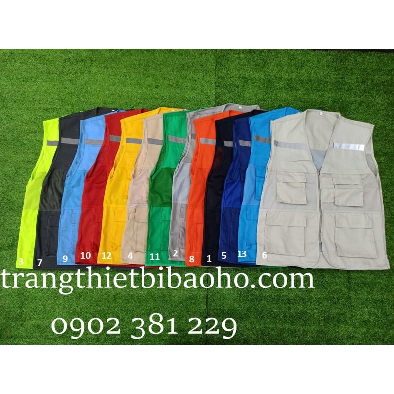 Áo phản quang ghi lê 5 túi cho công nhân, kỹ sư vải kaki - nhiều màu lựa chọn