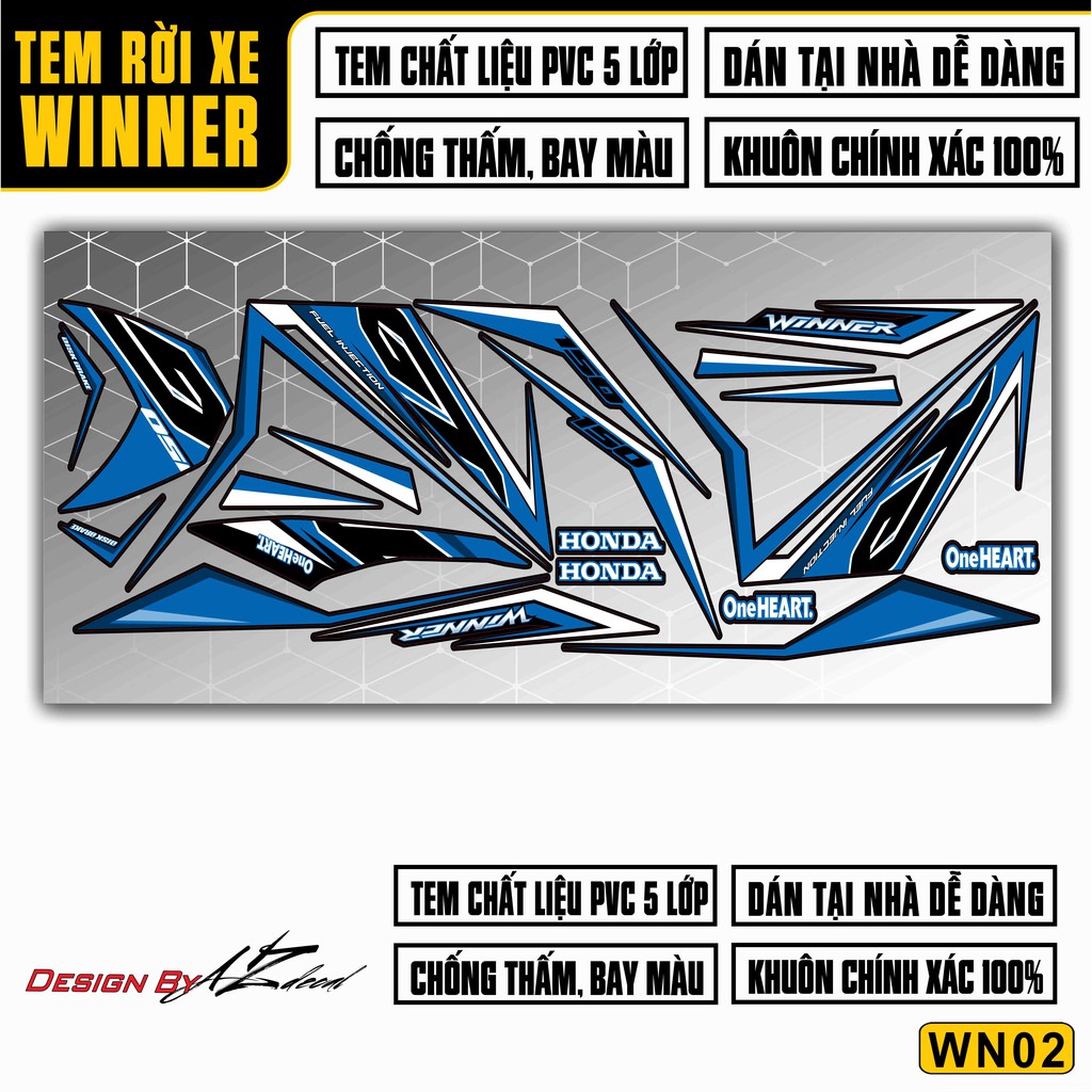 [New] Tem Rời Xe Honda Winner 150 Mẫu GP | 2WN02 | Decal Chế Chất Liệu Cao Cấp Dành Cho Xe Winner