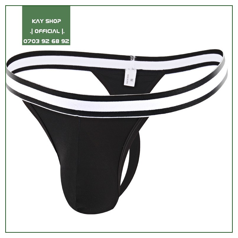 Quần lót lọt khe nam màu trơn lưng sọc trắng đen IBADU - Quần sịp nam khoe mông căng tròn sexy gợi cảm QLLKIBDY9019
