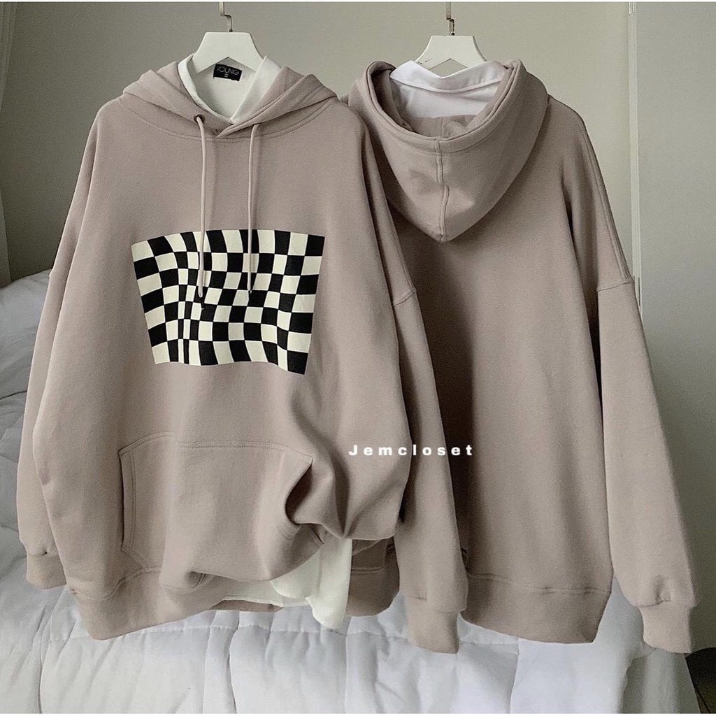 Áo Hoodie Bàn Cờ KYUBI.CHAN89 Nữ [FREESHIP] 🌸 Sweater form rộng tay bồng, nỉ ngoại đẹp in hình caro cá tính Ulzzang 🌸 | BigBuy360 - bigbuy360.vn