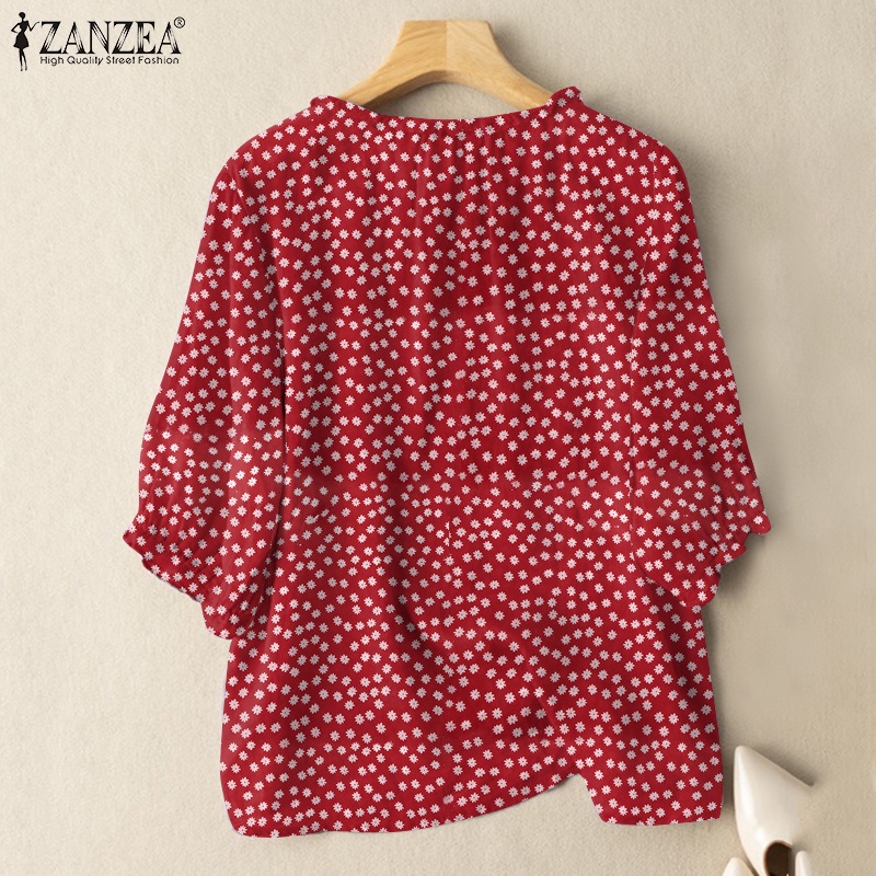 Áo sơ mi Zanzea tay lỡ 3/ 4 in họa tiết thời trang dành cho nữ