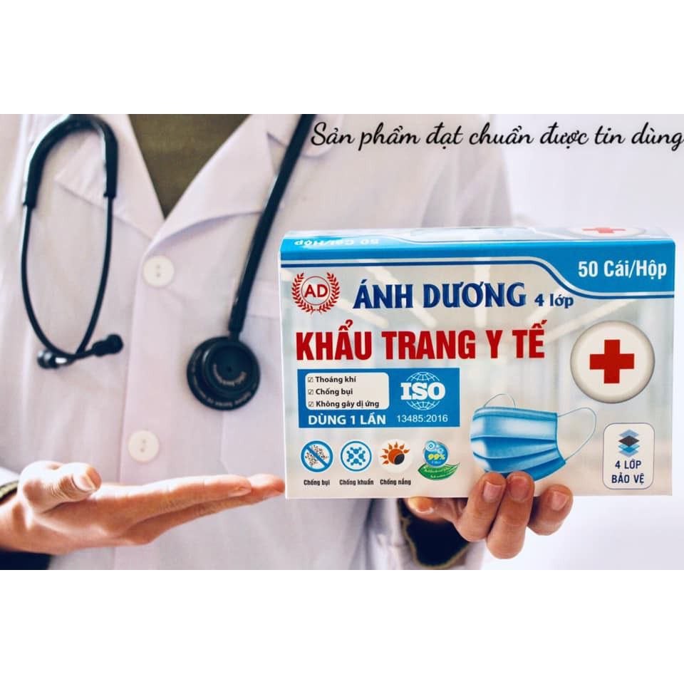 KHẨU TRANG Y TẾ ÁNH DƯƠNG 💋 FREE SHIP💋   4 Lớp  - 50 chiếc/hộp, Ngăn Ngừa Vi Khuẩn và Khói Bụi