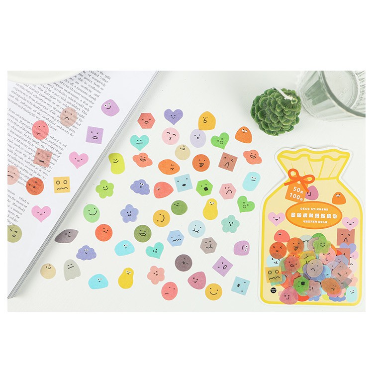 Set 100 Miếng Dán Họa Tiết Dễ Thương Trang Trí Sổ Tay