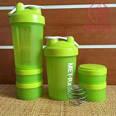 Bình Nước Thể Thao 3 Ngăn, Bình Lắc Đựng Nước Tập Gym Thể Hình Shaker Whey Met RX 3 Ngăn 600ML Cao Cấp Nhiều Màu